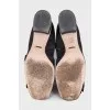 Suede ankle boots with fringed toe