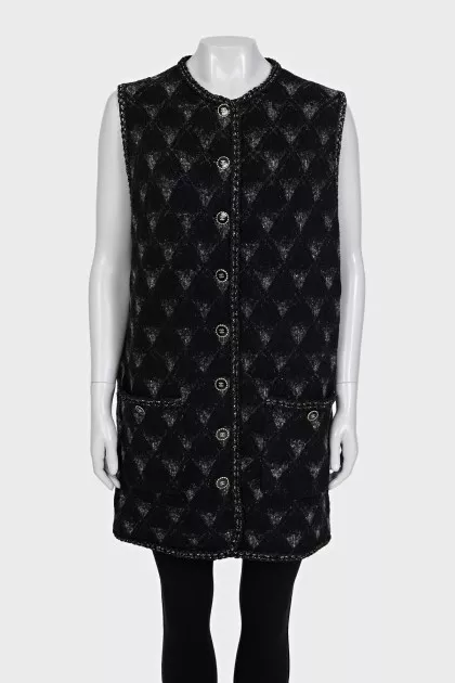 Black straight button-down vest