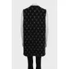 Black straight button-down vest