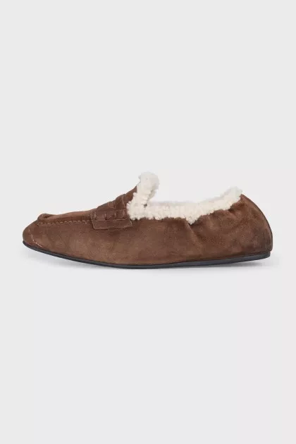 Suede insulated moccasins