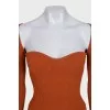 Orange ribbed long sleeve top