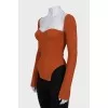 Orange ribbed long sleeve top