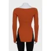 Orange ribbed long sleeve top