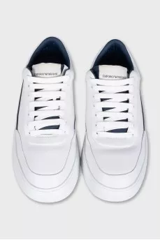 Men's leather sneakers with contrasting inserts