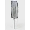 Sheer midi skirt with beads and tag