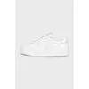 White leather lace-up sneakers