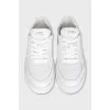 White leather lace-up sneakers