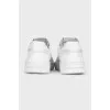 White leather lace-up sneakers