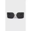 Wide sunglasses with gold logo