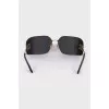 Wide sunglasses with gold logo