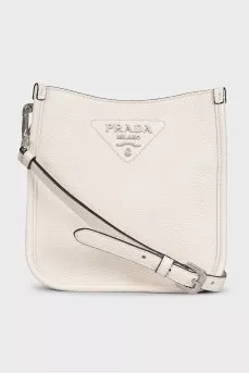White leather bag with silver hardware