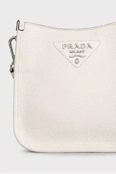 White leather bag with silver hardware