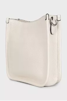 White leather bag with silver hardware