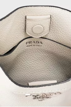 White leather bag with silver hardware