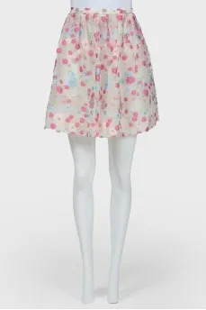 Sun skirt with embroidered flowers