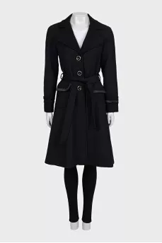 Black fitted button-down coat