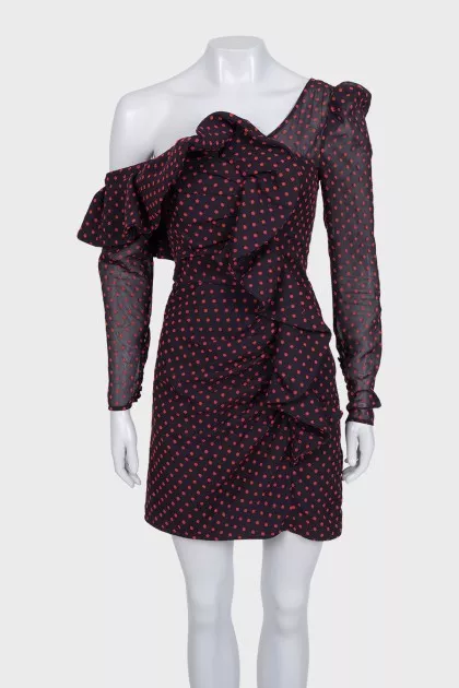 One-shoulder dress decorated with a frill
