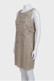 Straight-cut dress with sequins