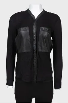 Blouse with patch pockets from leather
