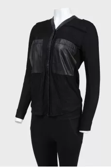 Blouse with patch pockets from leather