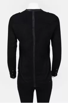 Blouse with patch pockets from leather