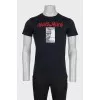 Men's T-shirt decorated with patches