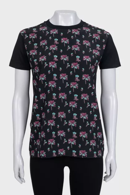 Black T-shirt with floral print