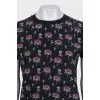 Black T-shirt with floral print