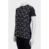 Black T-shirt with floral print