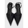 Black pointed-toe slingbacks