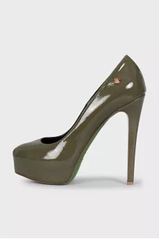 Patent leather platform heels