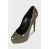 Patent leather platform heels