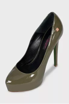 Patent leather platform heels