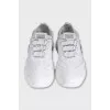 Textile and leather sneakers with printed laces