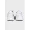 Textile and leather sneakers with printed laces
