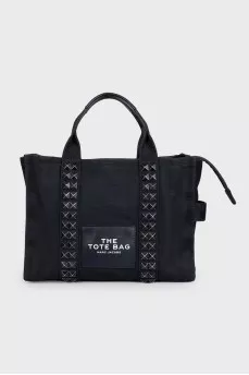 Black tote with logo and studs