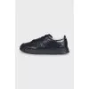 Black leather sneakers