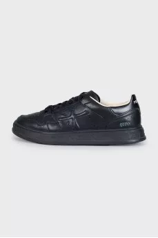 Black leather sneakers