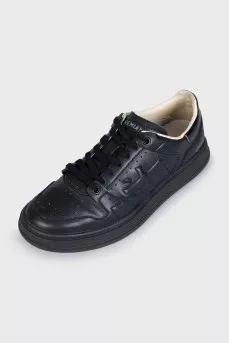 Black leather sneakers