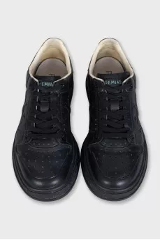 Black leather sneakers