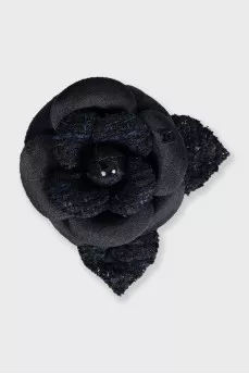 Black textile brooch