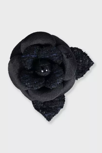Black textile brooch