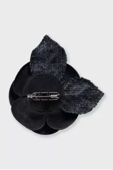 Black textile brooch