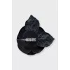 Black textile brooch