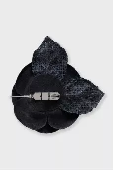 Black textile brooch