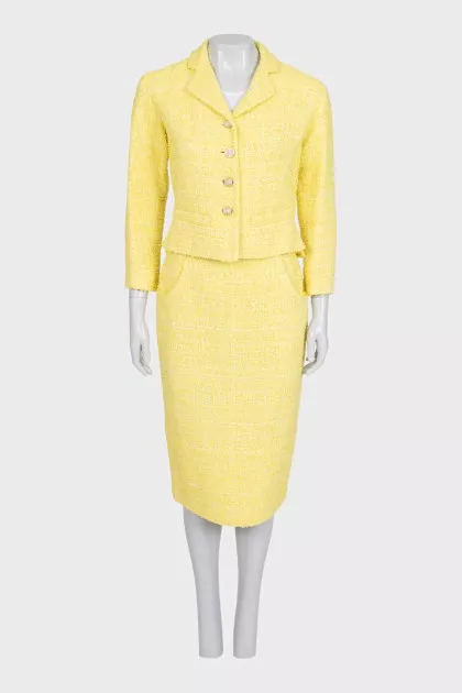 Yellow tweed skirt suit