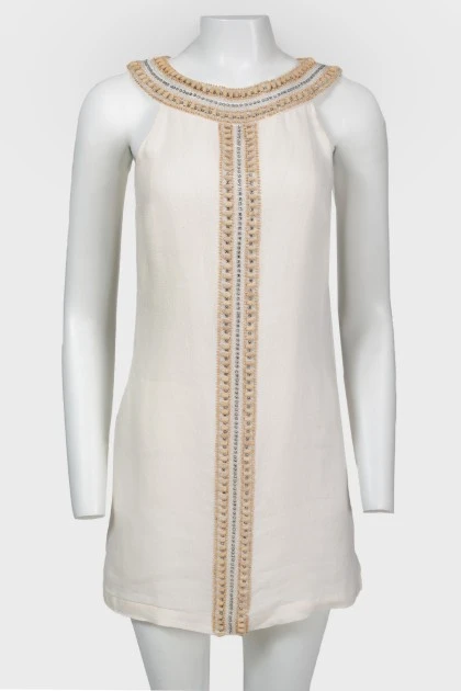 Beaded linen dress