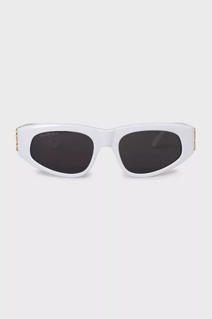 White sunglasses with brand logo
