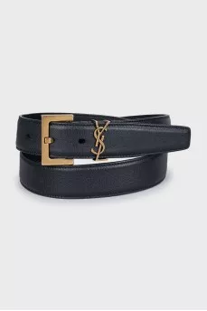 Black skinny belt with logo