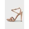 Beige leather stiletto sandals
